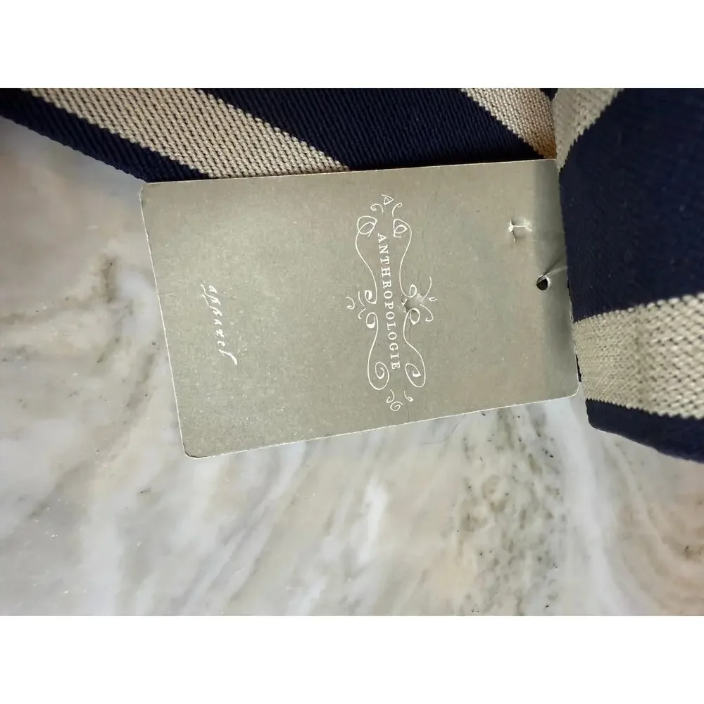 Anthropologie Stretchy Preppy Statement Belt Blue Cream M